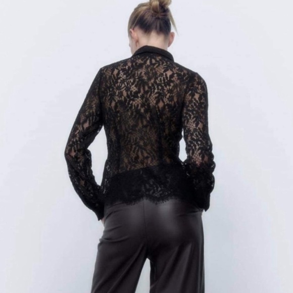 Zara tailored lace button down shirt - Picture 2 of 6
